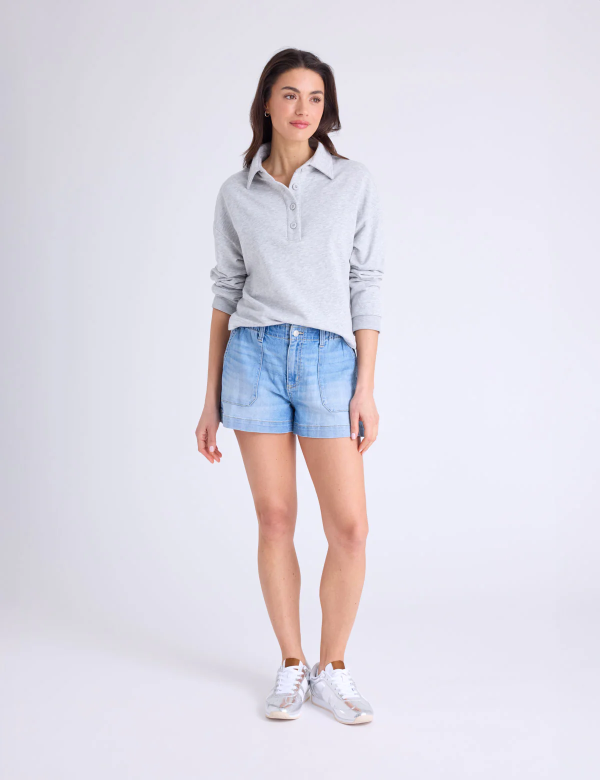 PATCH POCKET PAPERBAG DENIM SHORTS - Image 2