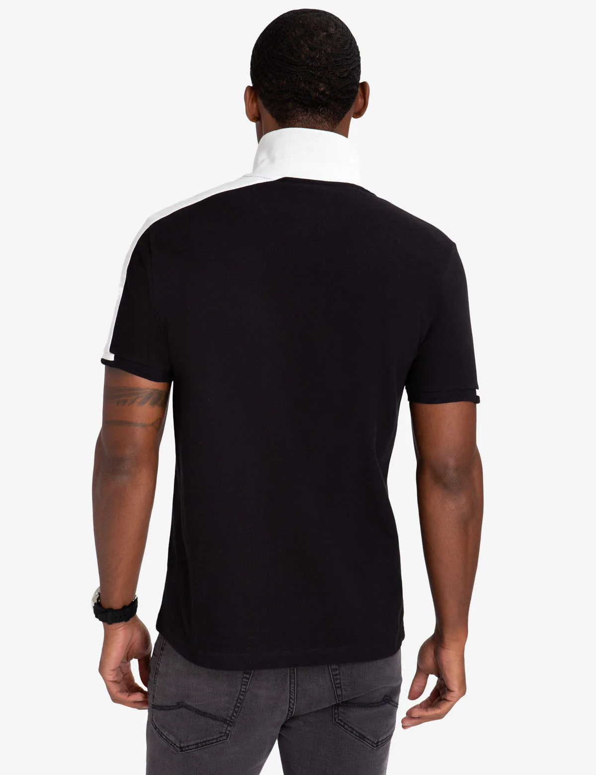 BLACK MALLET SLIM FIT ZIPPER POLO SHIRT - Image 4