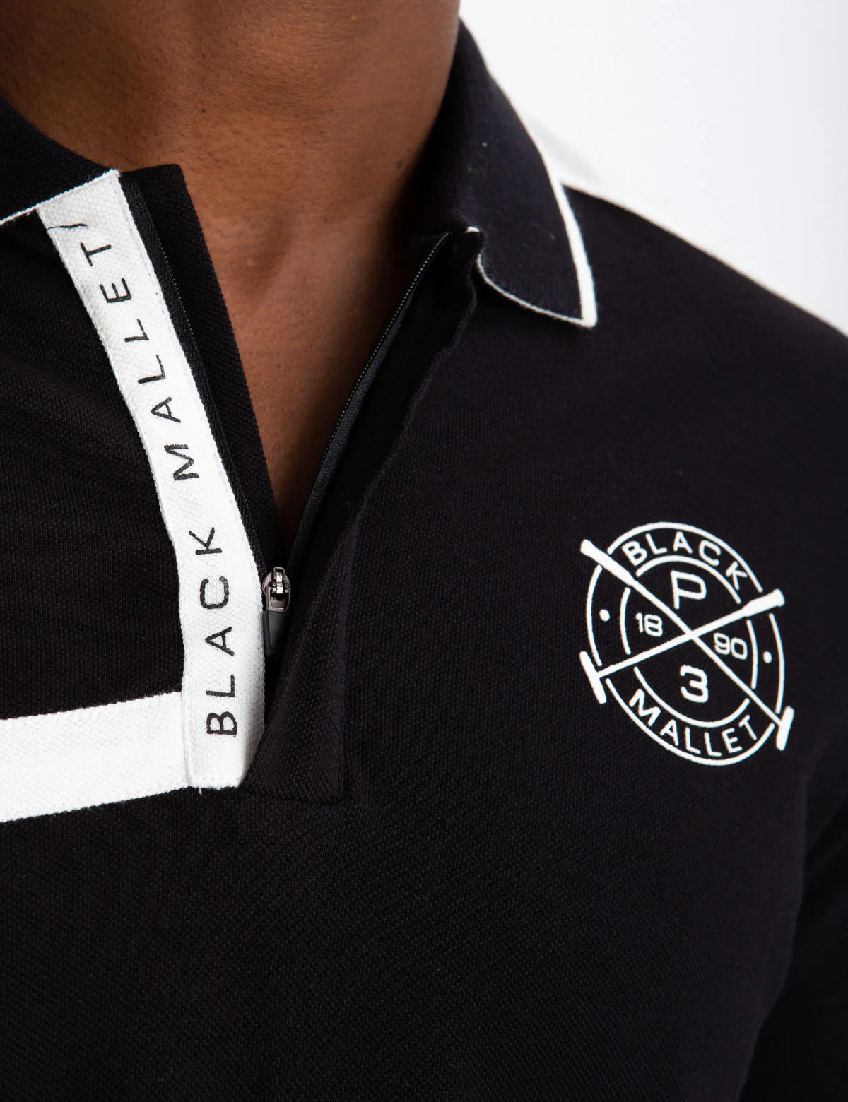 BLACK MALLET SLIM FIT ZIPPER POLO SHIRT - Image 5