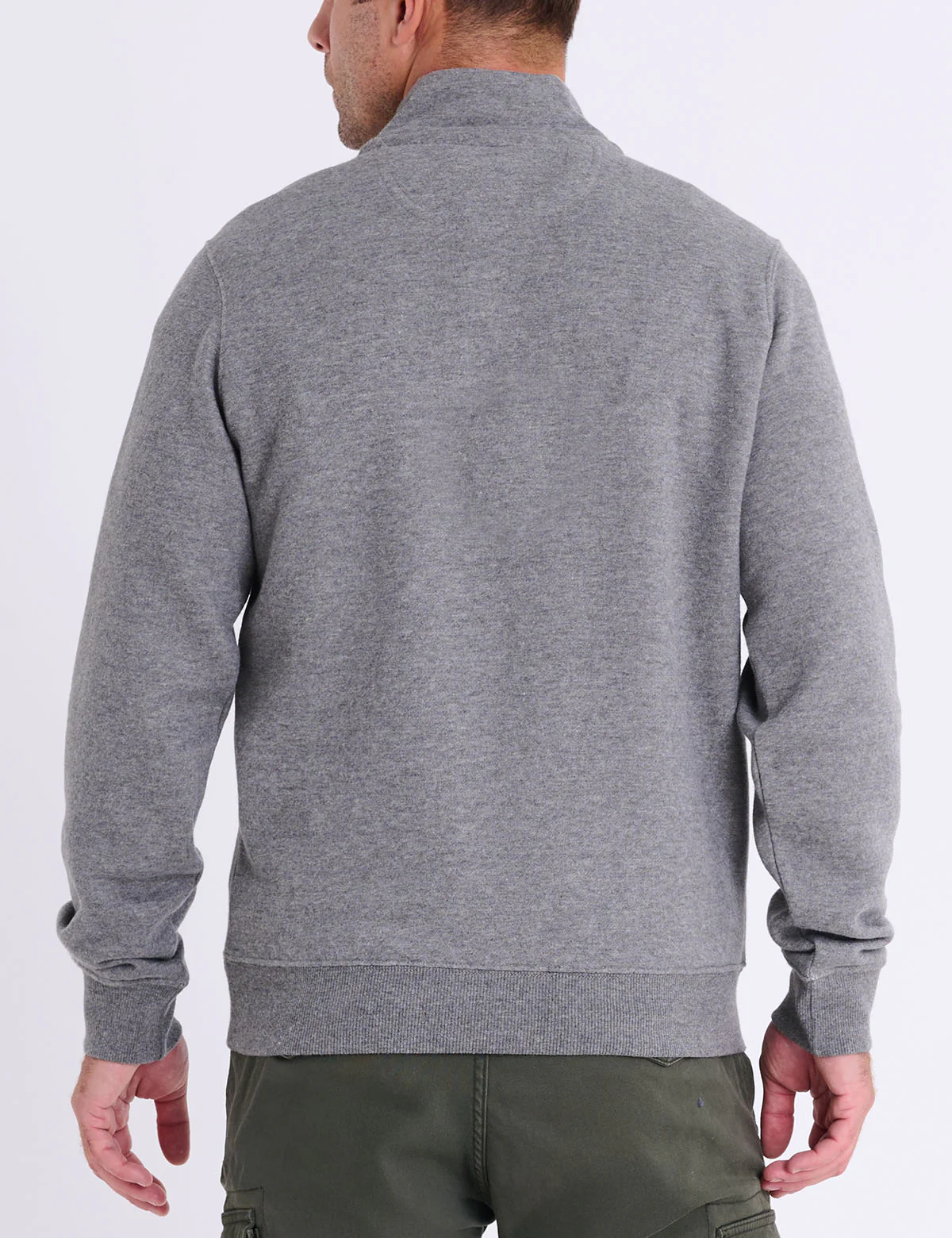 PEACHED FLEECE BUTTON MOCK NECK PULLOVER - Image 5