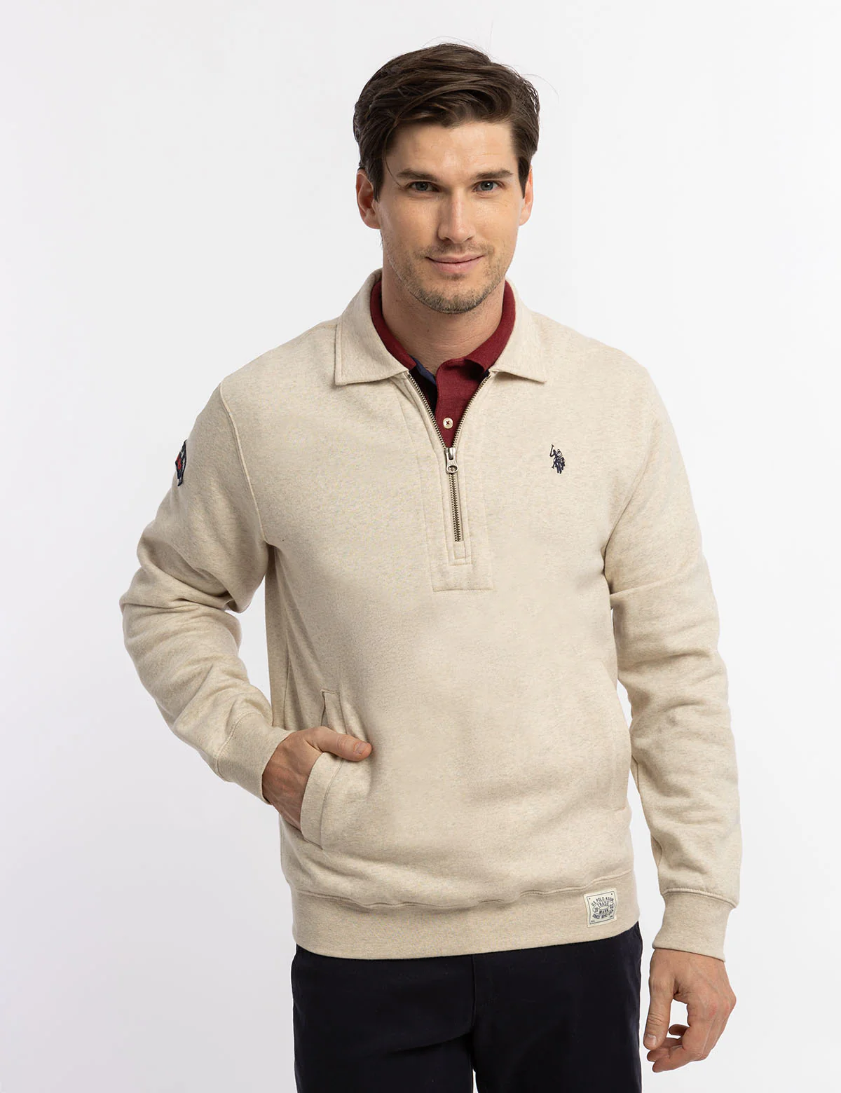 PEACHED FLEECE QUARTER ZIP PULLOVER