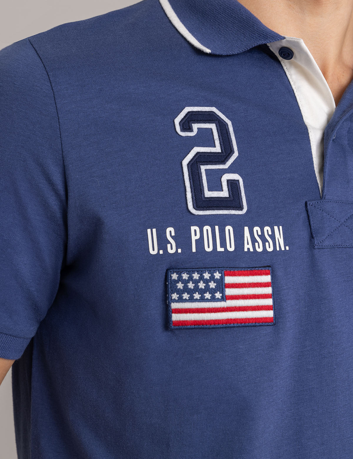 PEACHED JERSEY POLO SHIRT WITH APPLIQUE - Image 2