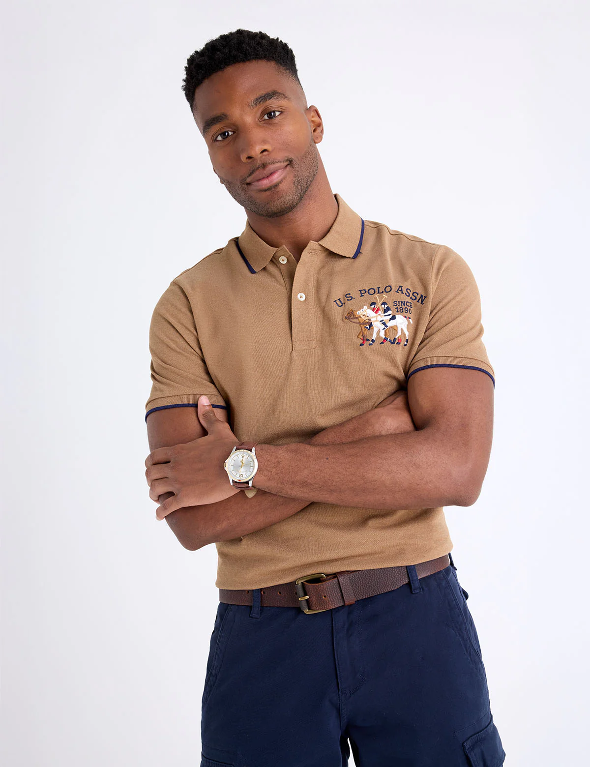 PIQUE POLO SHIRT WITH LOGO EMBLEM - Image 5
