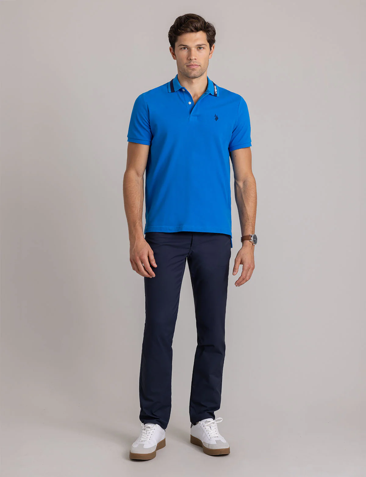 PIQUE POLO SHIRT WITH TIPPED COLLAR - Image 3