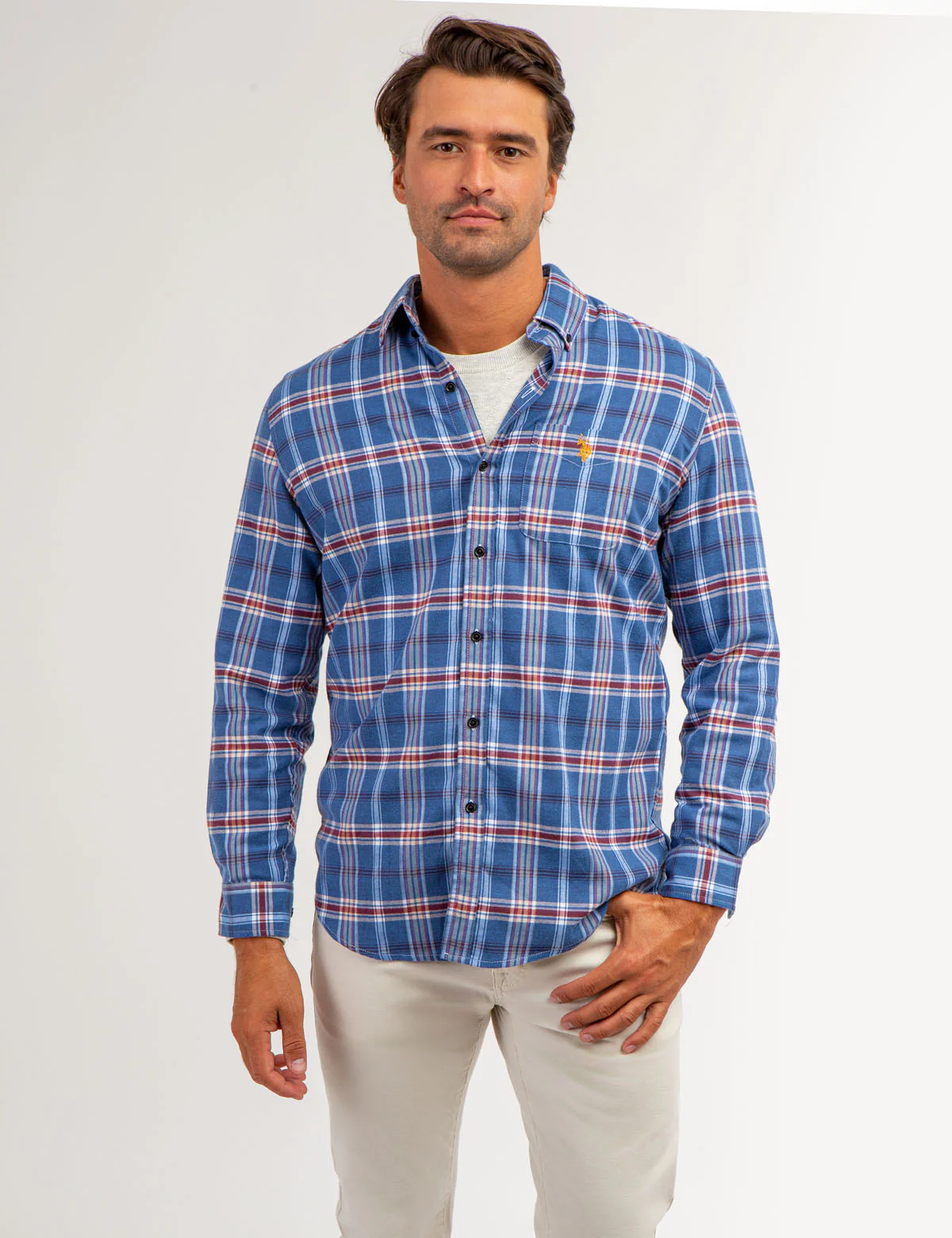 PLAID PEACHED TWILL LONG SLEEVE SHIRT