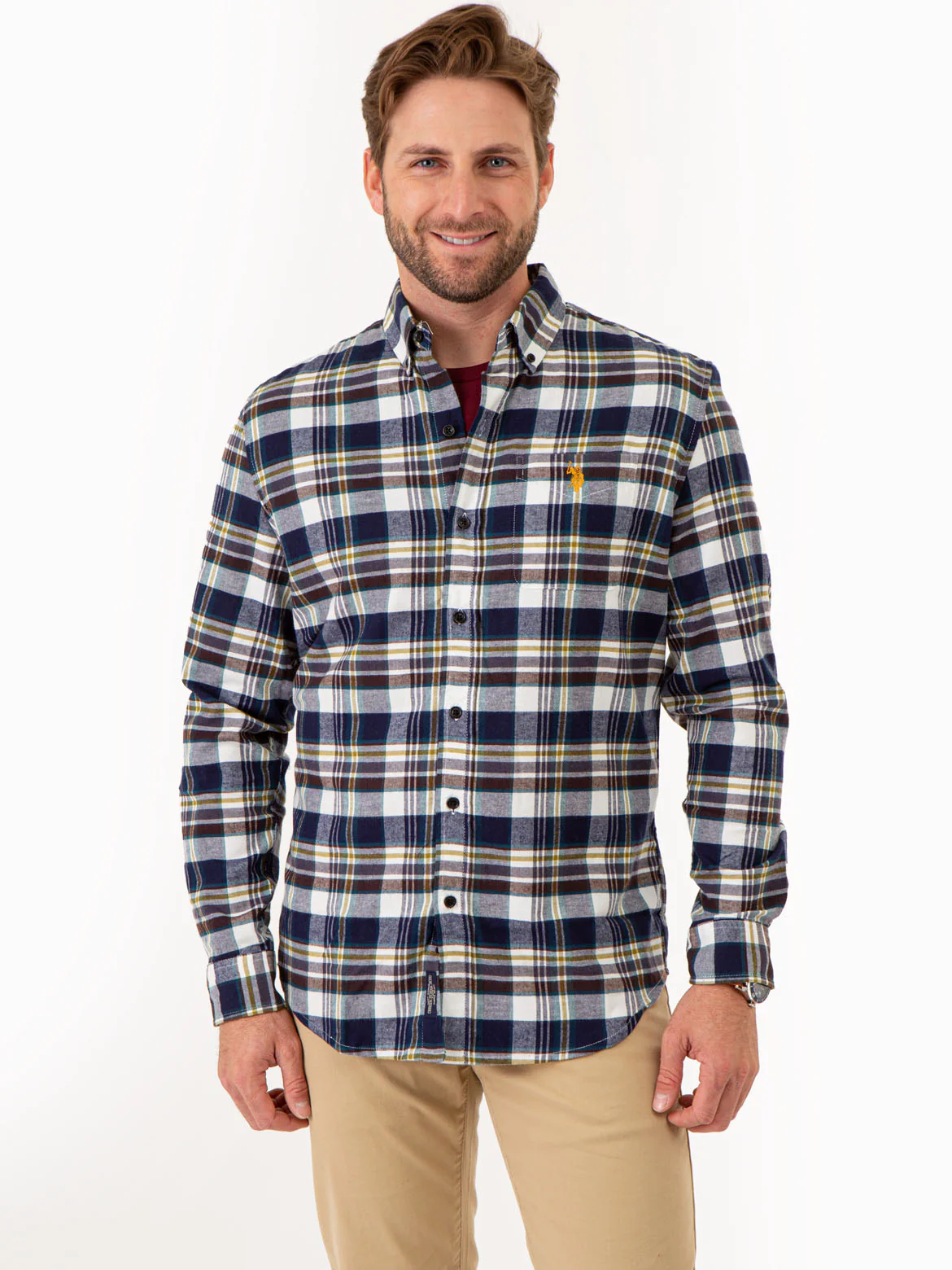 PLAID PEACHED TWILL LONG SLEEVE SHIRT