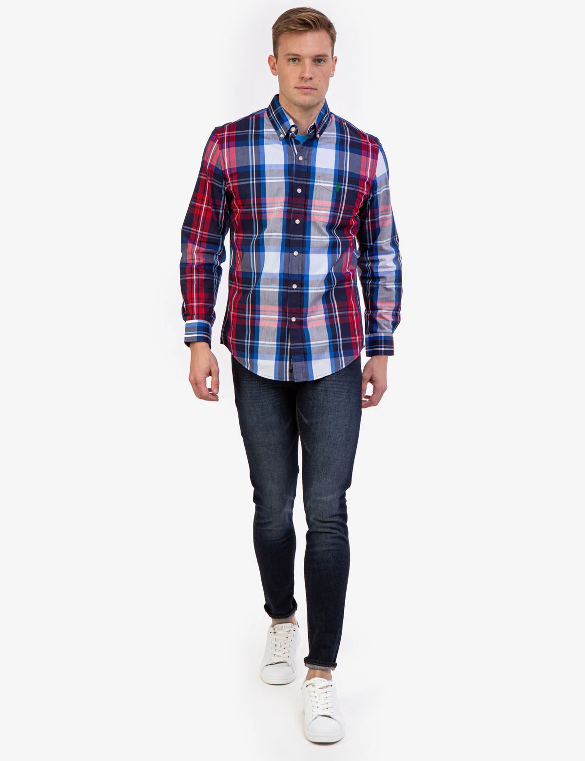 PLAID POPLIN STRETCH LONG SLEEVE SHIRT - Image 3