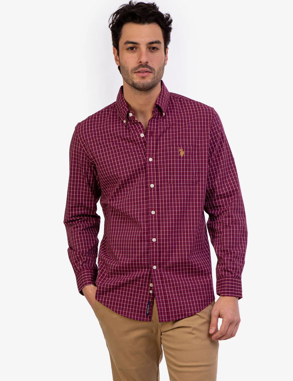 PLAID POPLIN STRETCH LONG SLEEVE SHIRT - Image 6