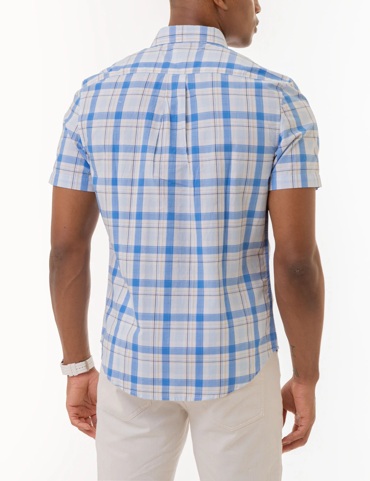 PLAID SHORT SLEEVE POPLIN SHIRT WITH POCKET - Image 4