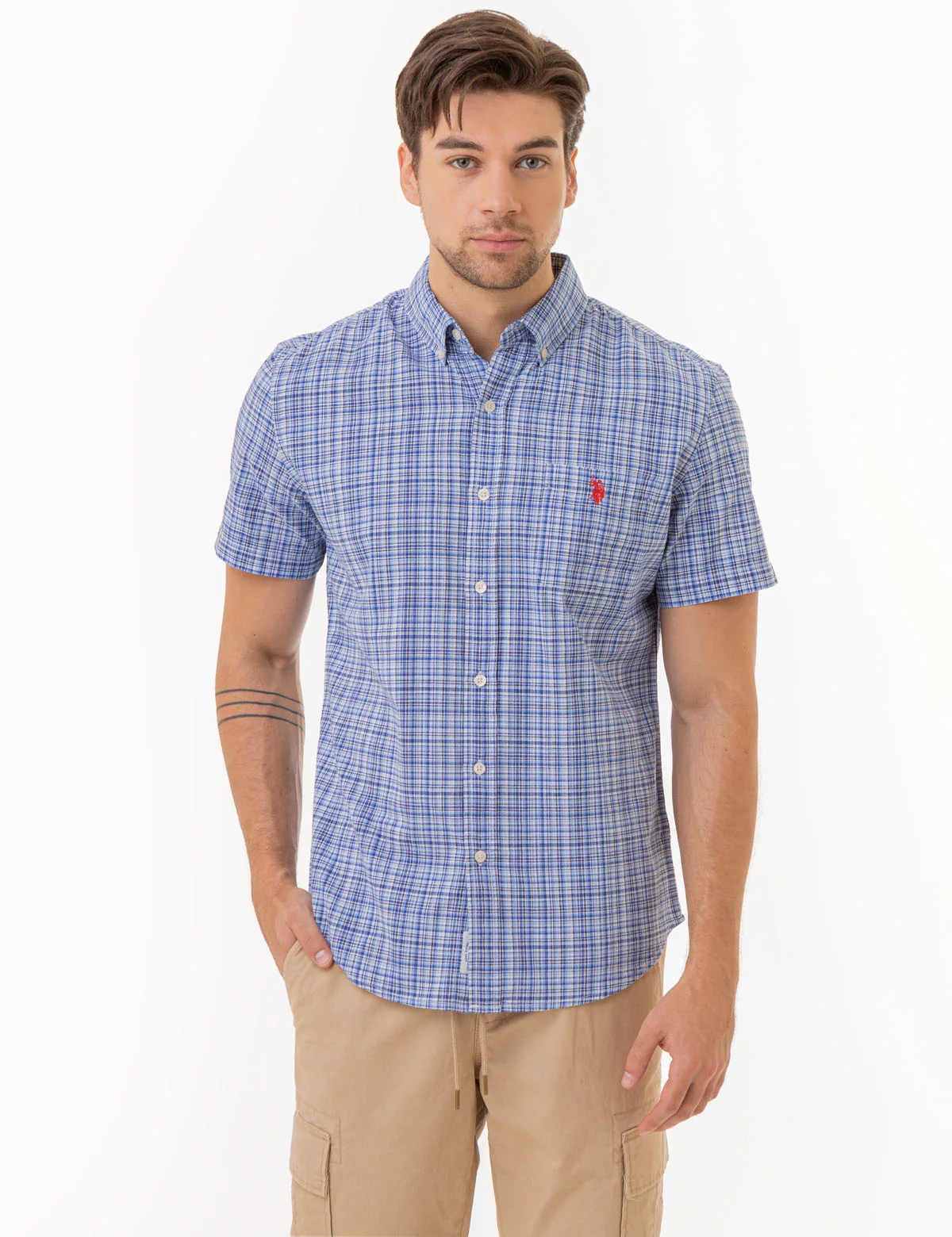 PLAID SLUB POPLIN SHORT SLEEVE SHIRT