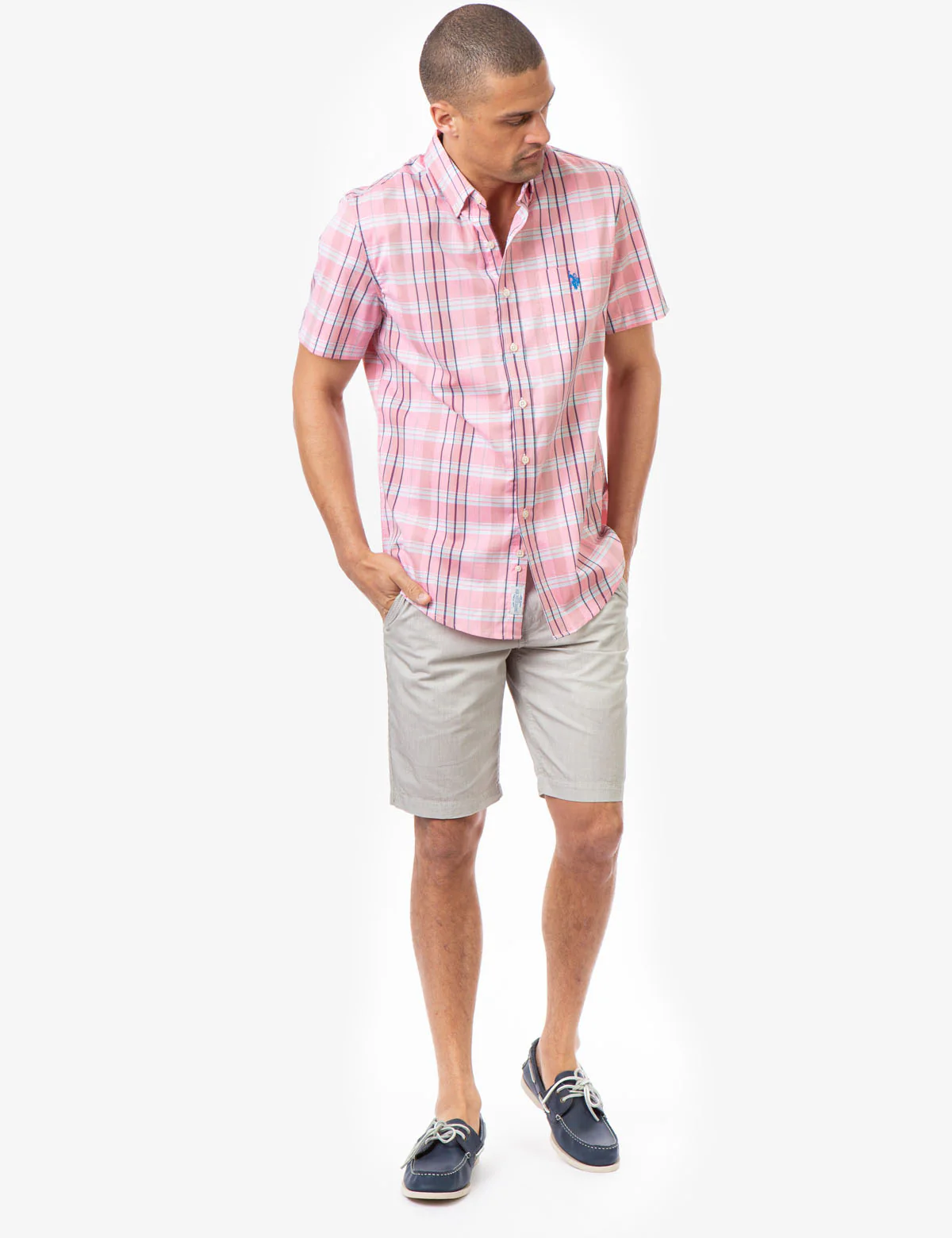 PLAID STRETCH POPLIN SHORT SLEEVE SHIRT - Image 2