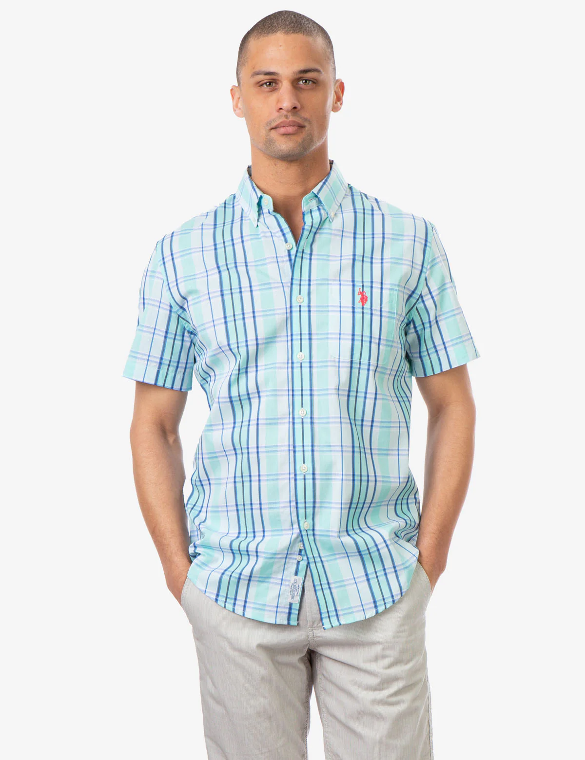 PLAID STRETCH POPLIN SHORT SLEEVE SHIRT - Image 6