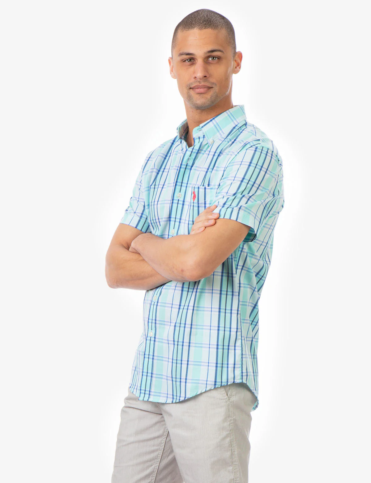 PLAID STRETCH POPLIN SHORT SLEEVE SHIRT - Image 8