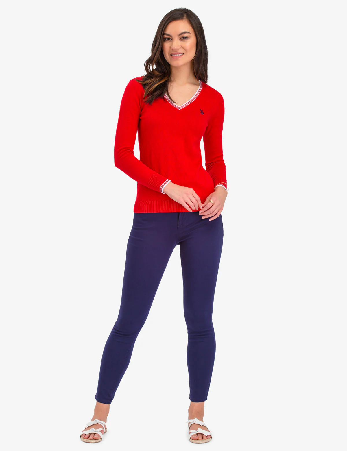 POINTELLE V-NECK SWEATER - Image 2