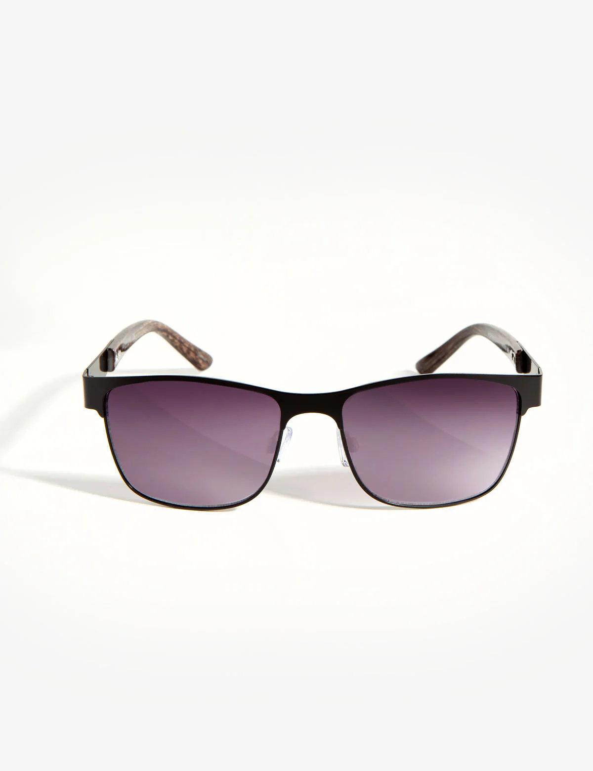 MEN'S POLISHED WOOD GRAIN RECTANGULAR SUNGLASSES