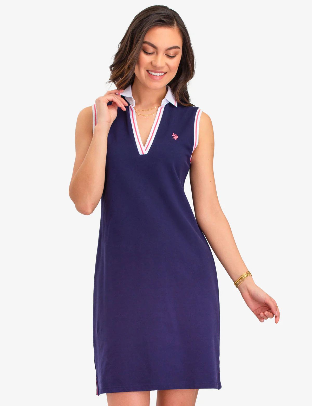 POLO DRESS WITH PIPING
