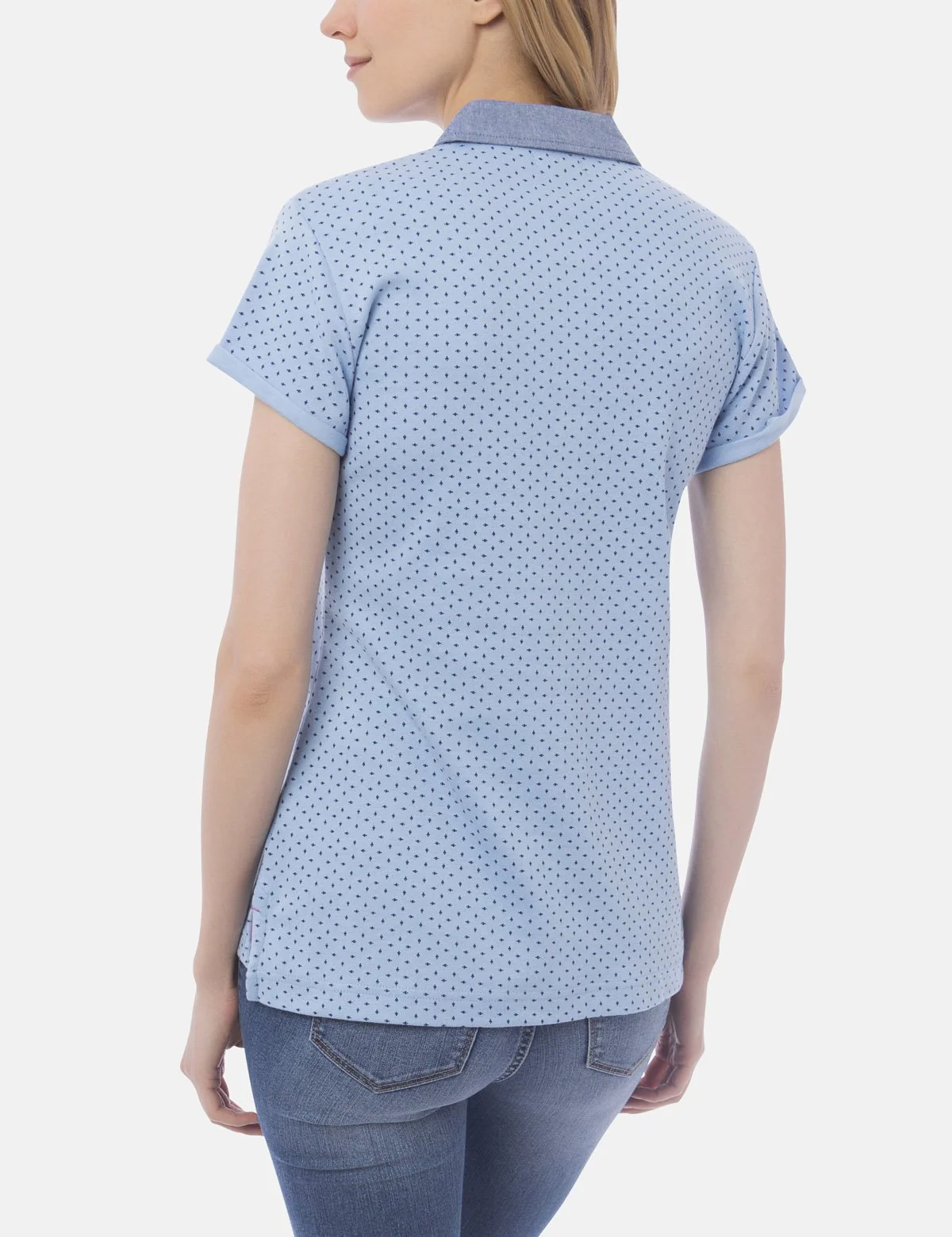 PREMIUM DOT PRINTED CHAMBRAY COLLAR POLO SHIRT - Image 7