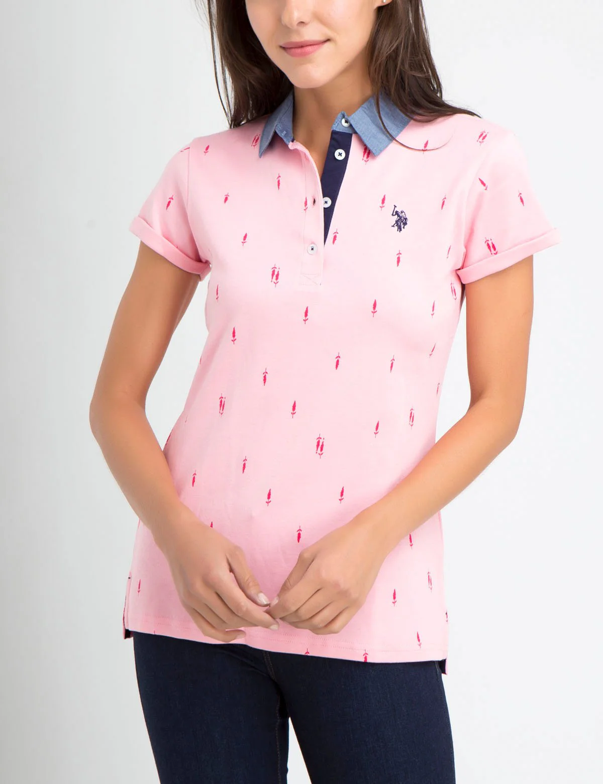 PREMIUM PRINT POLO SHIRT WITH CHAMBRAY COLLAR - Image 5