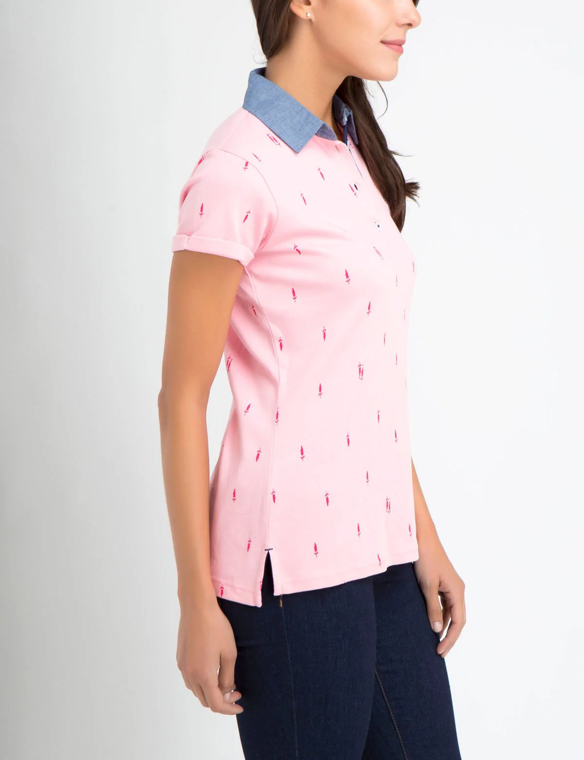 PREMIUM PRINT POLO SHIRT WITH CHAMBRAY COLLAR - Image 6