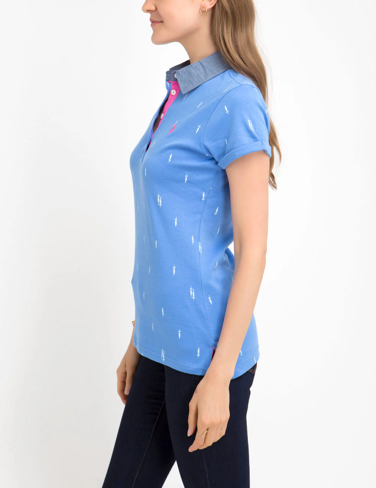 PREMIUM PRINT POLO SHIRT WITH CHAMBRAY COLLAR - Image 9
