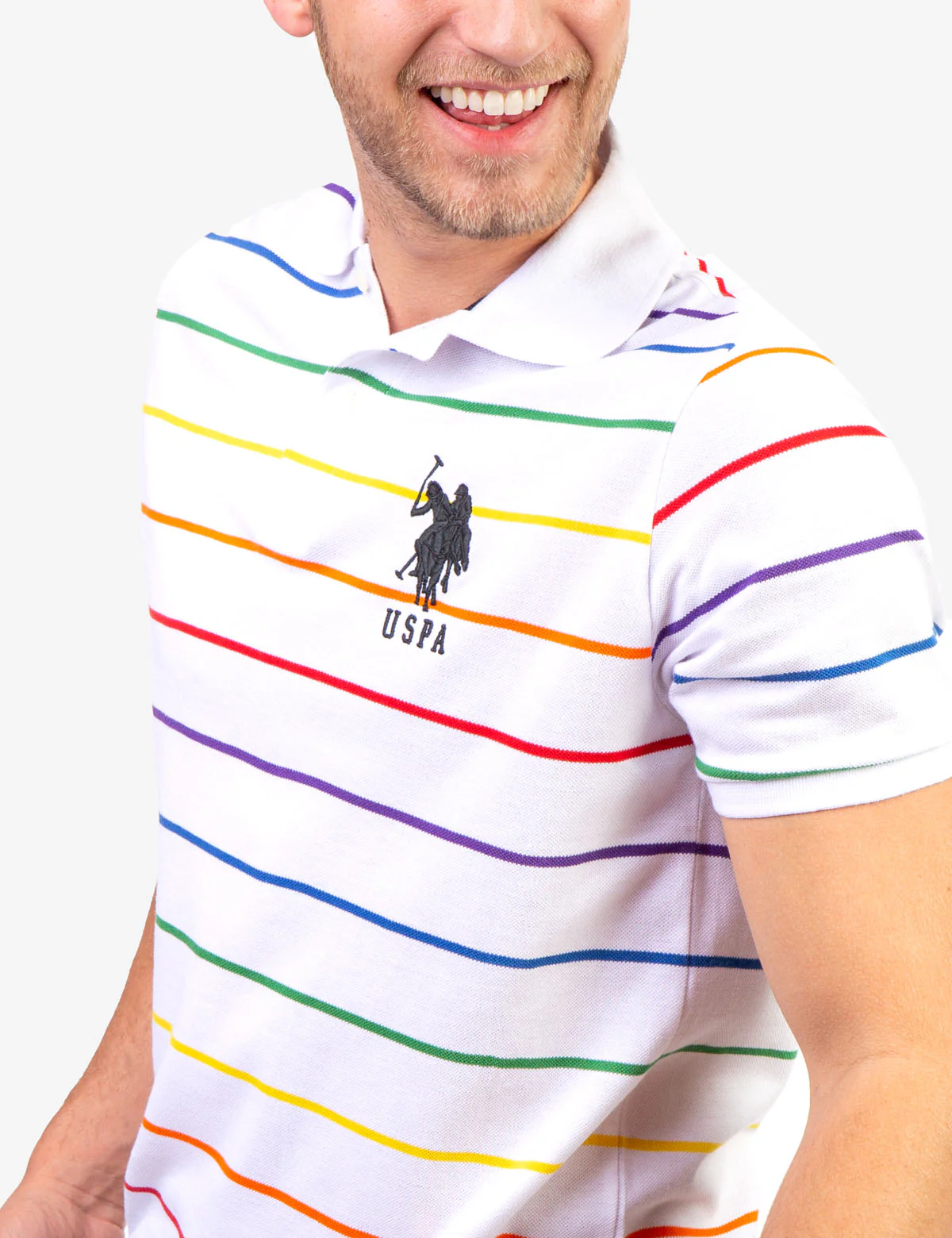 PRIDE STRIPED POLO SHIRT