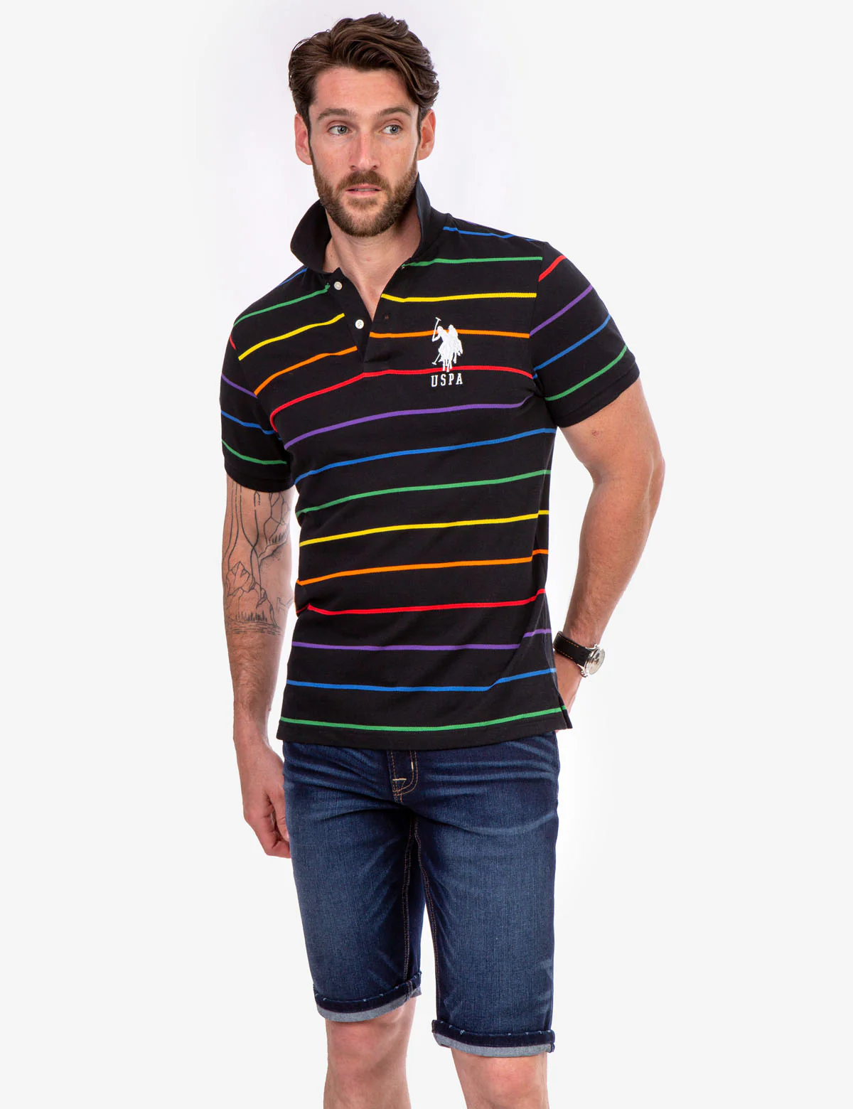 PRIDE YARN DYE STRIPE PIQUE POLO SHIRT - Image 3