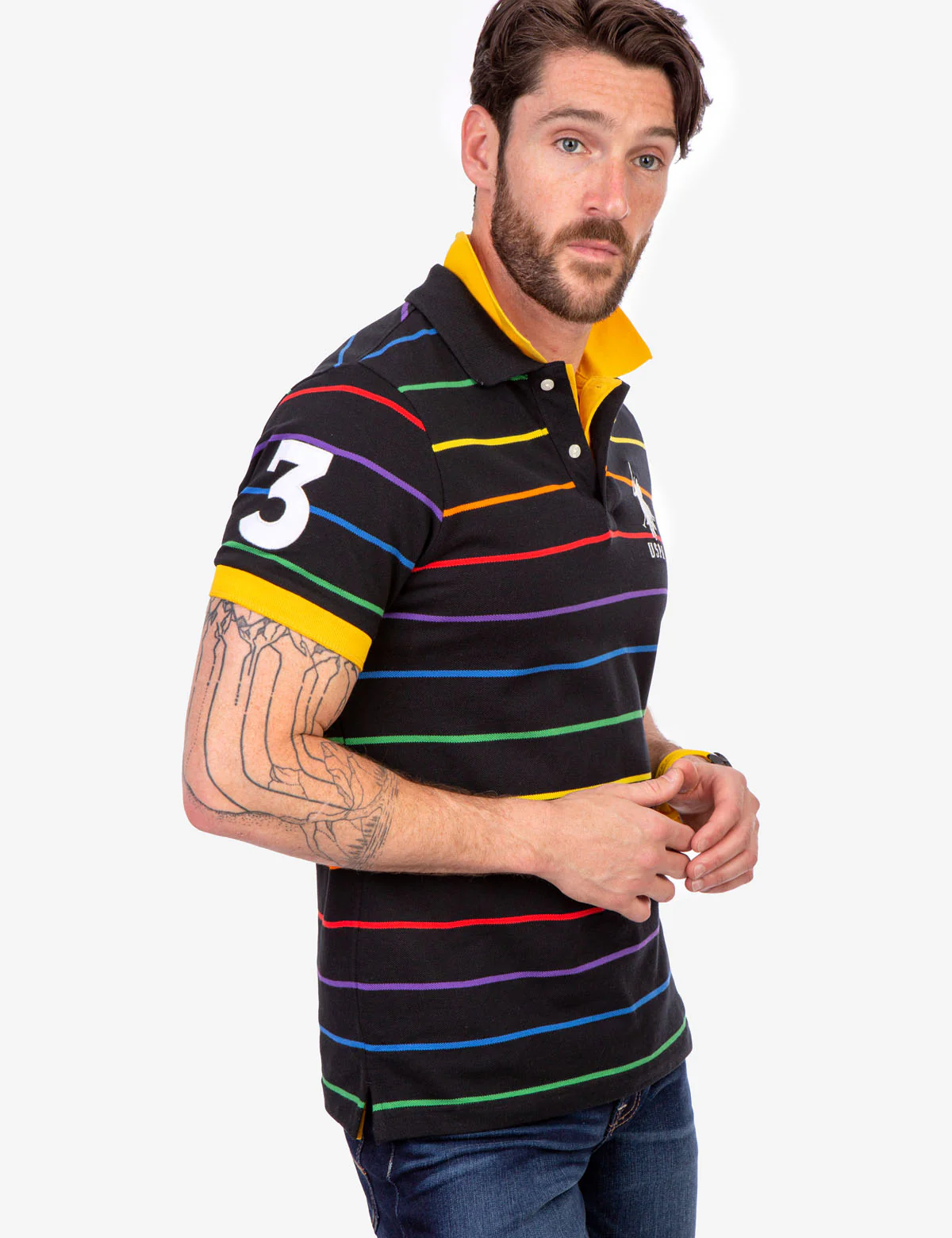 PRIDE YARN DYE STRIPE PIQUE POLO SHIRT - Image 5