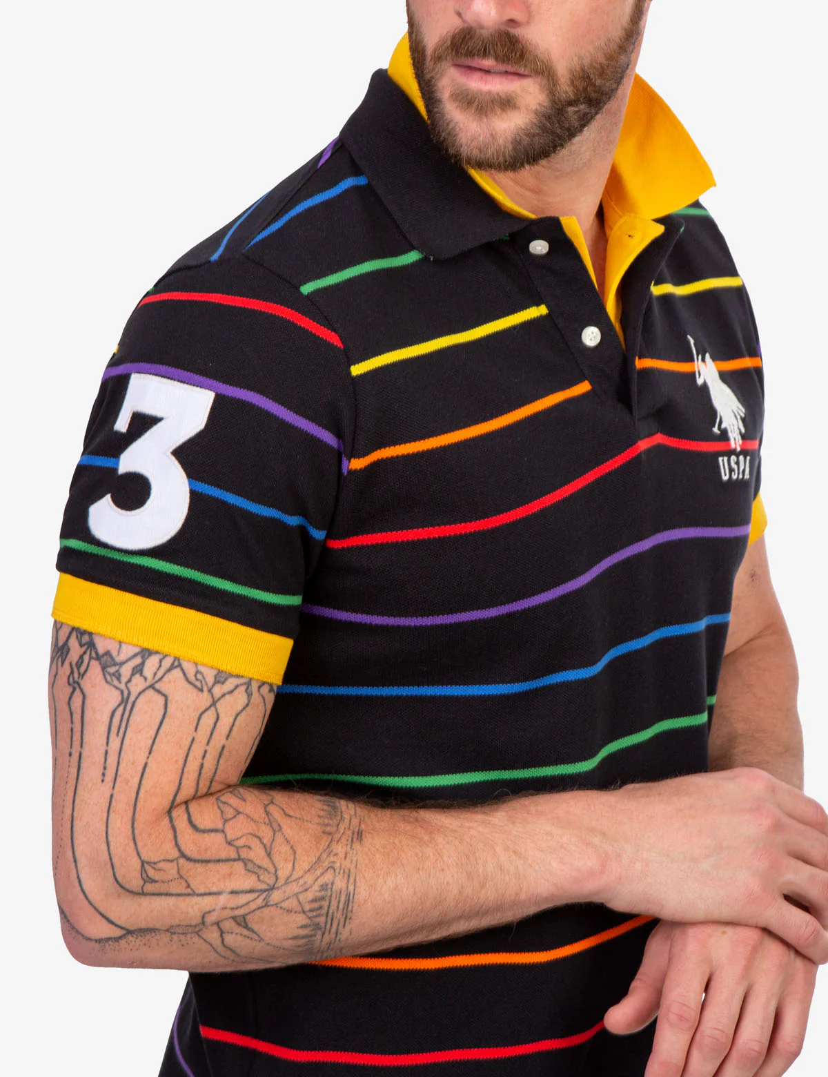 PRIDE YARN DYE STRIPE PIQUE POLO SHIRT - Image 6