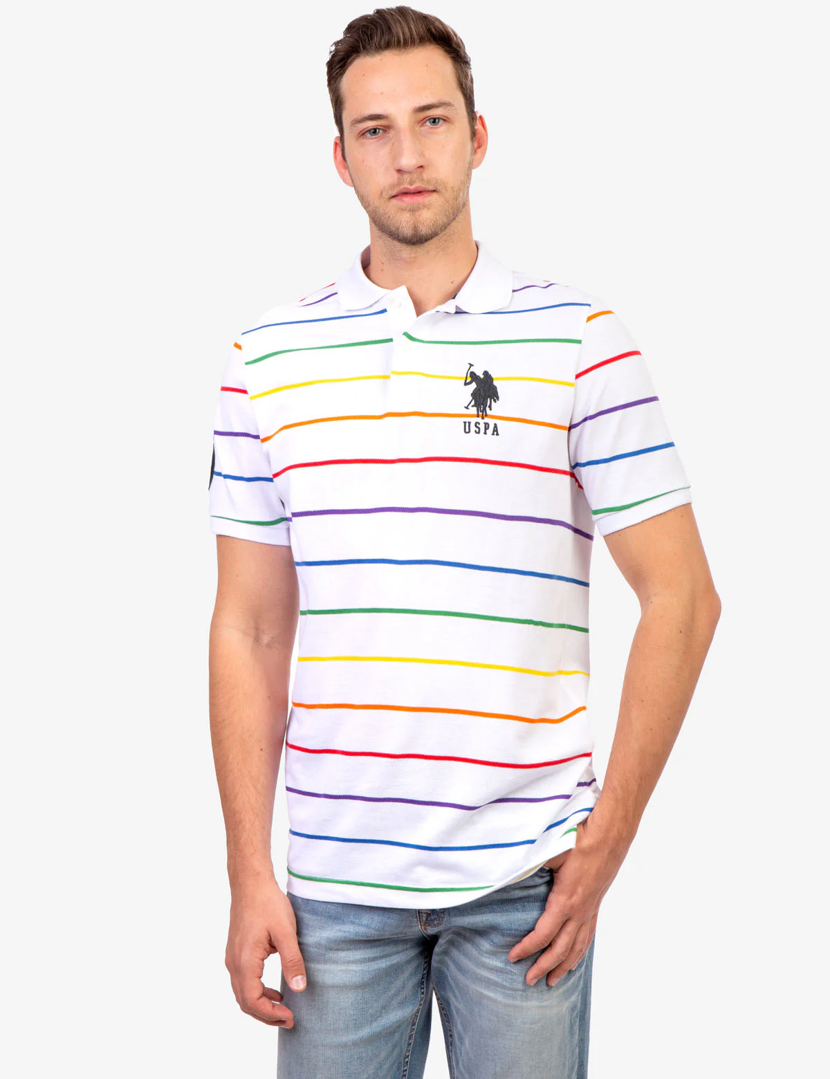 PRIDE YARN DYE STRIPE PIQUE POLO SHIRT - Image 8
