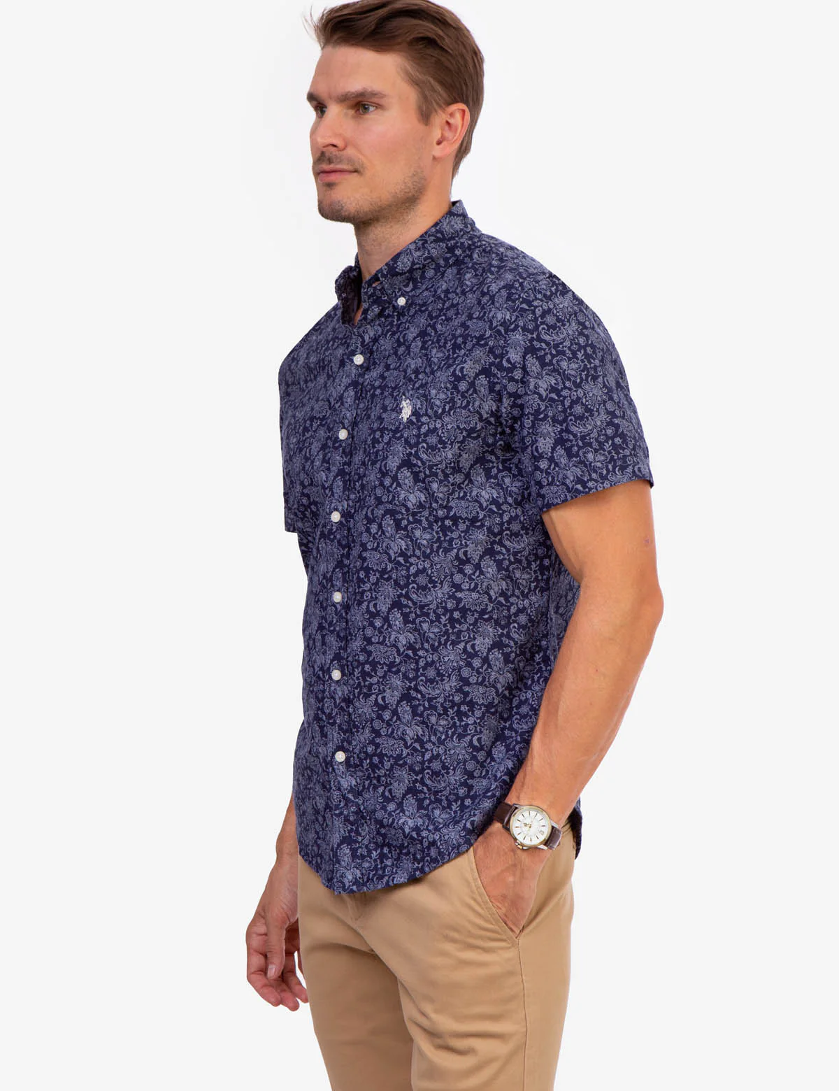 PRINTED FLORAL SLUB CANVAS SHIRT - Image 4