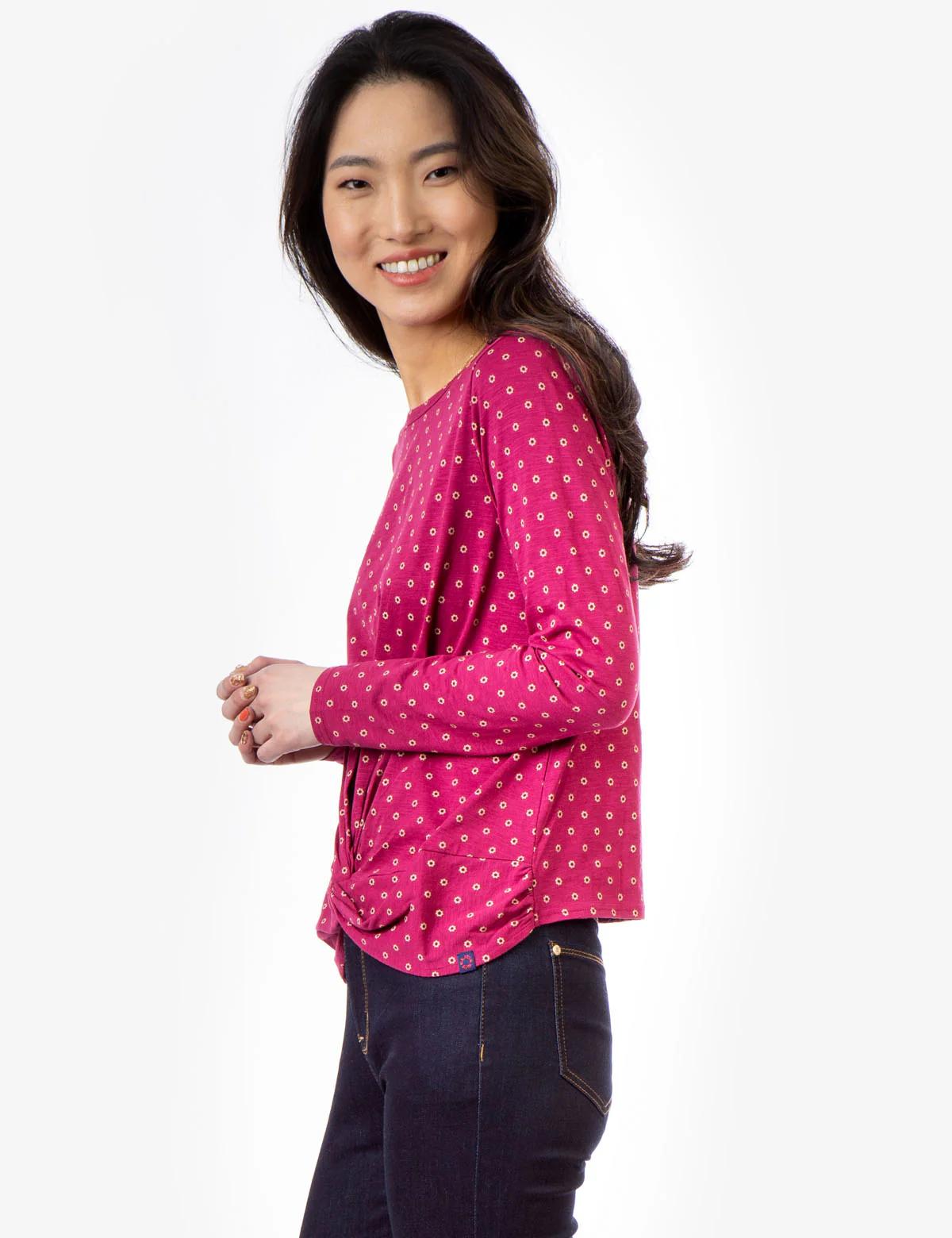PRINTED LONG SLEEVE KNOT SHIRT - Image 3