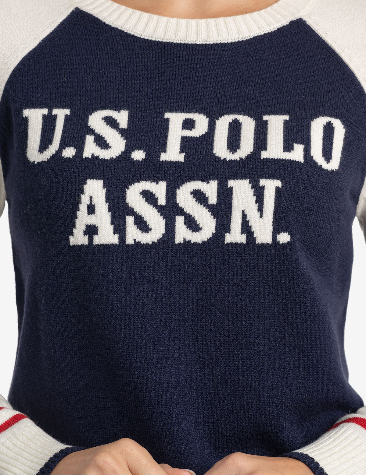 RAGLAN SLEEVE BASEBALL CREW NECK SWEATER - Image 4