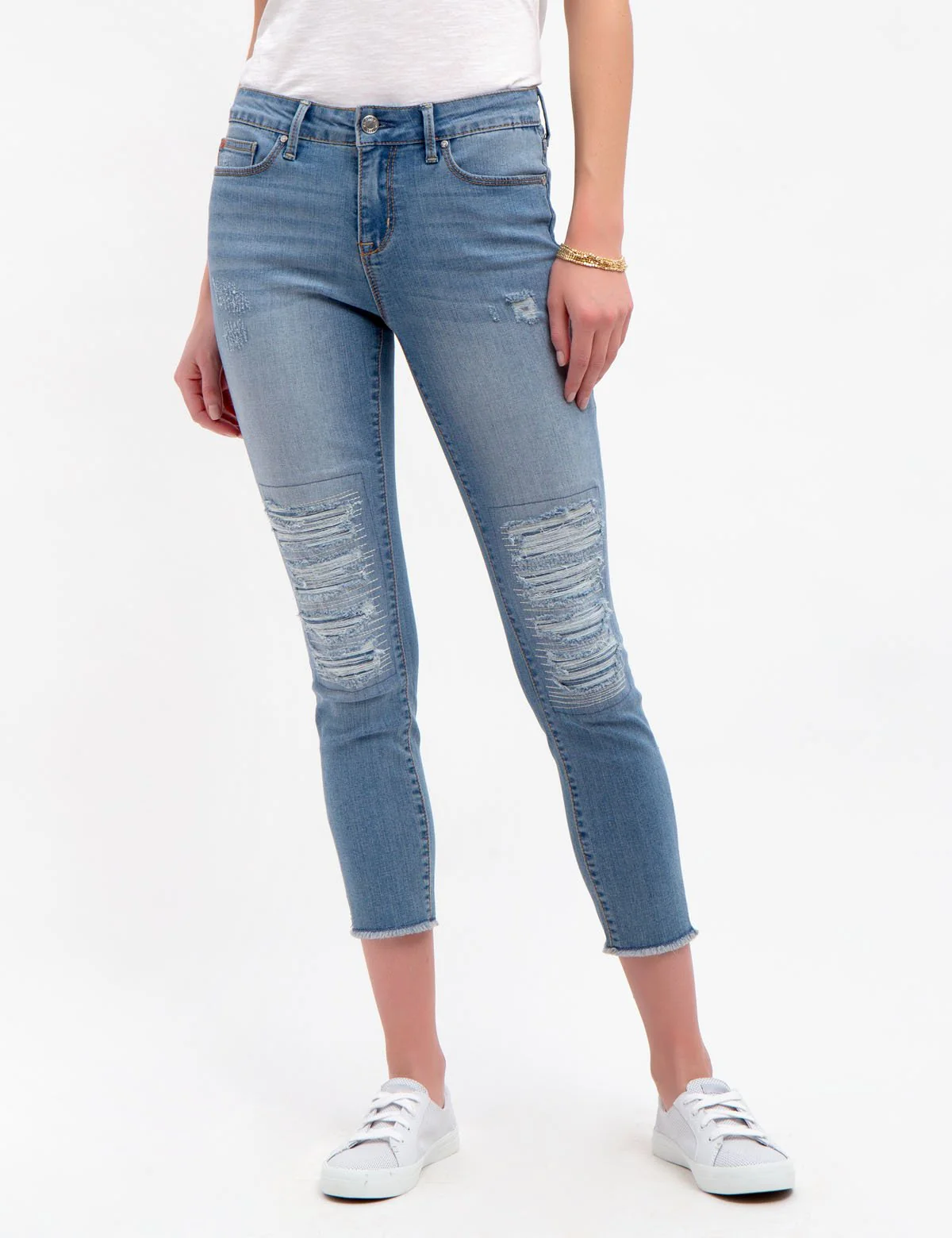 RAILROAD STRIPED MID RISE JEGGINGS