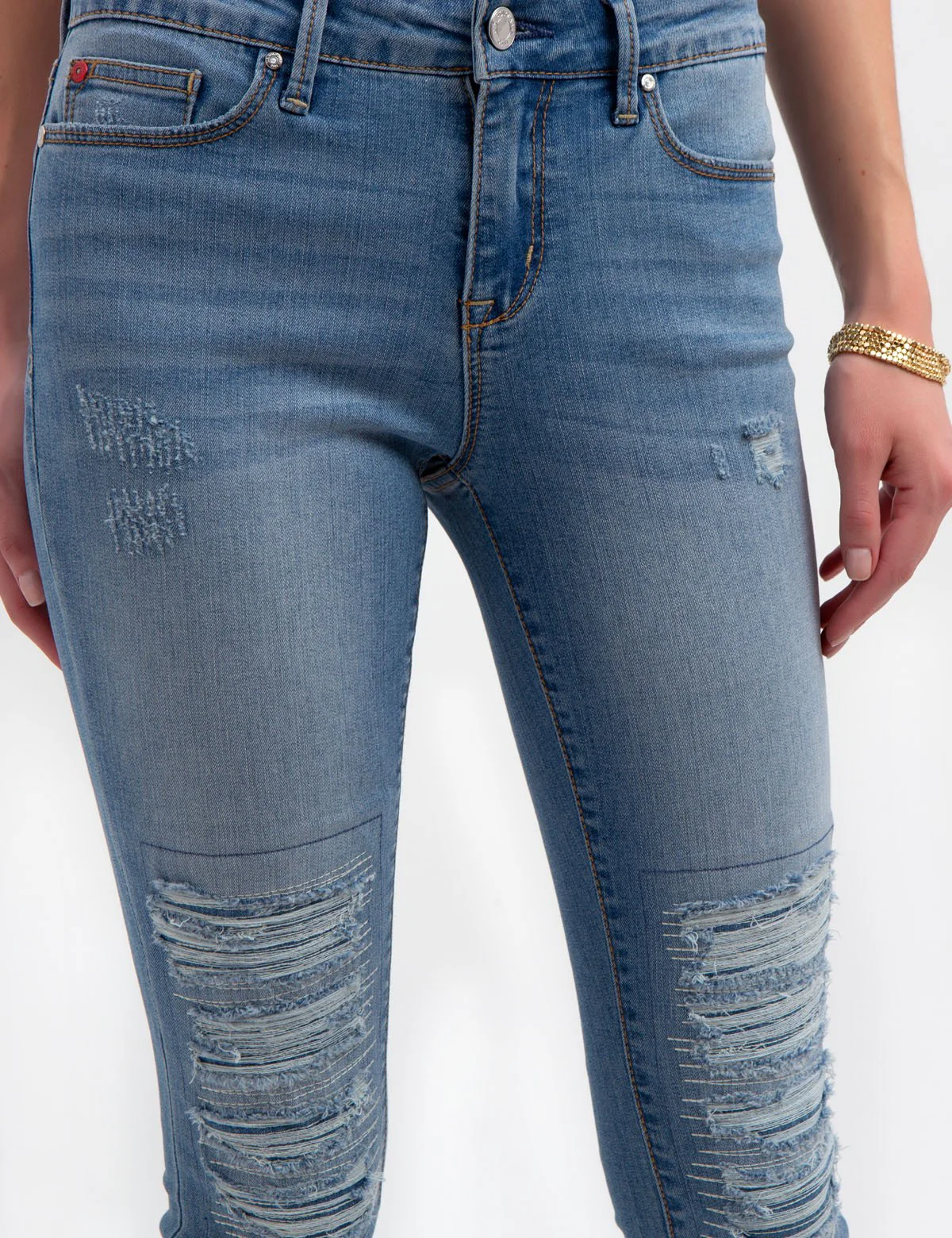 RAILROAD STRIPED MID RISE JEGGINGS - Image 4