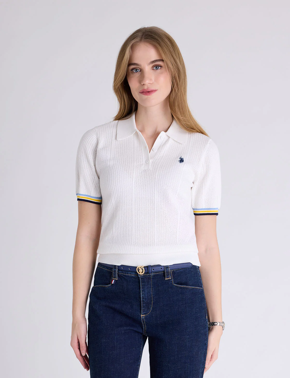 RELAXED SWEATER POLO SHIRT WITH RIBBED BAND