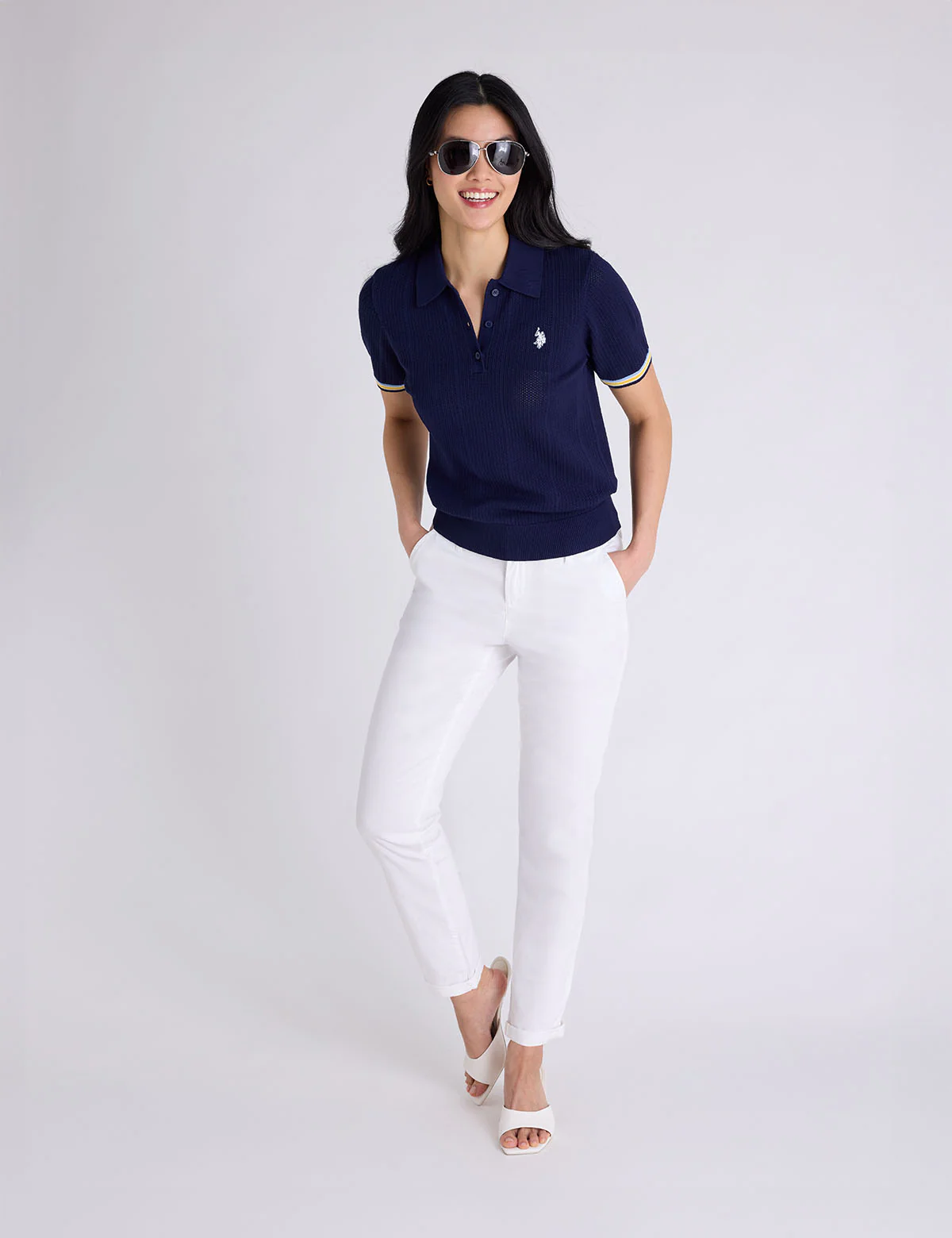 RELAXED SWEATER POLO SHIRT WITH RIBBED BAND - Image 8