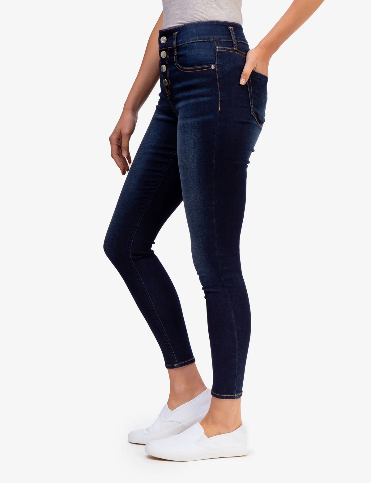 REPREVE® HIGH RISE BUTTON DENIM JEGGING - Image 3