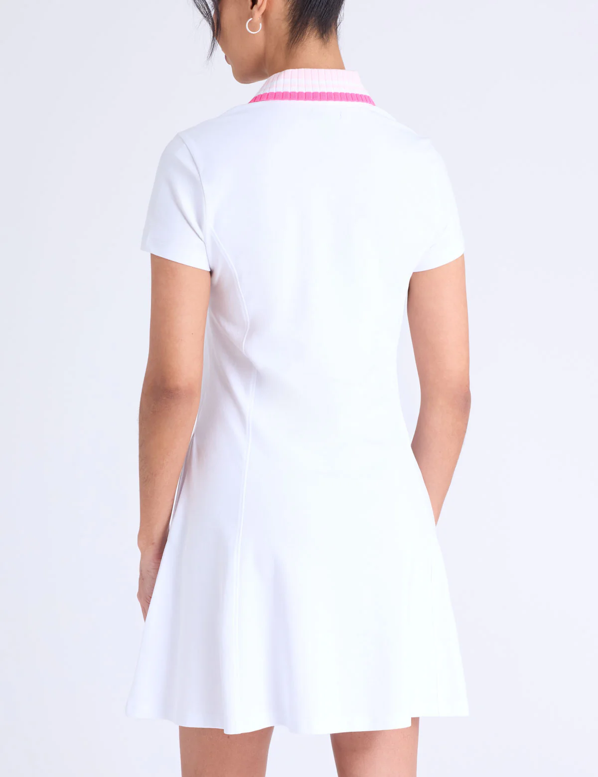RIB KNIT COLLAR ZIPPER PLACKET SWING DRESS - Image 8