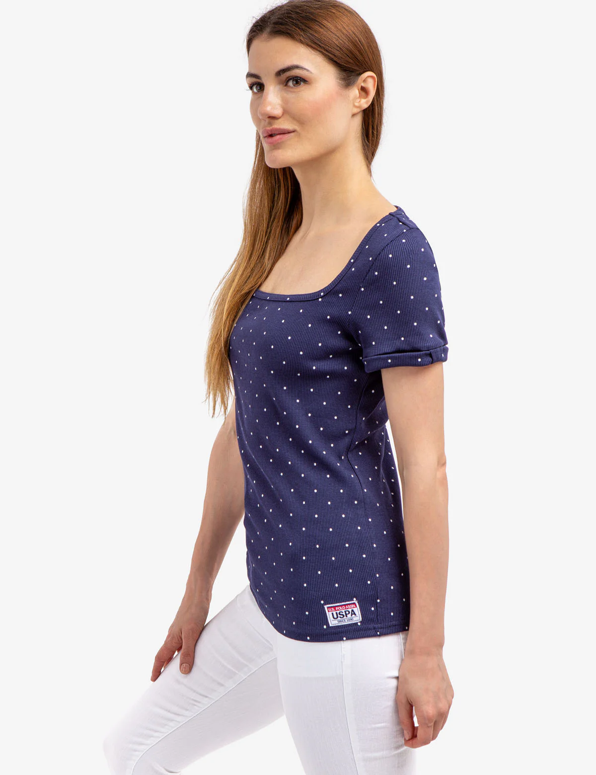 RIB SQUARE NECK DOT T-SHIRT - Image 3