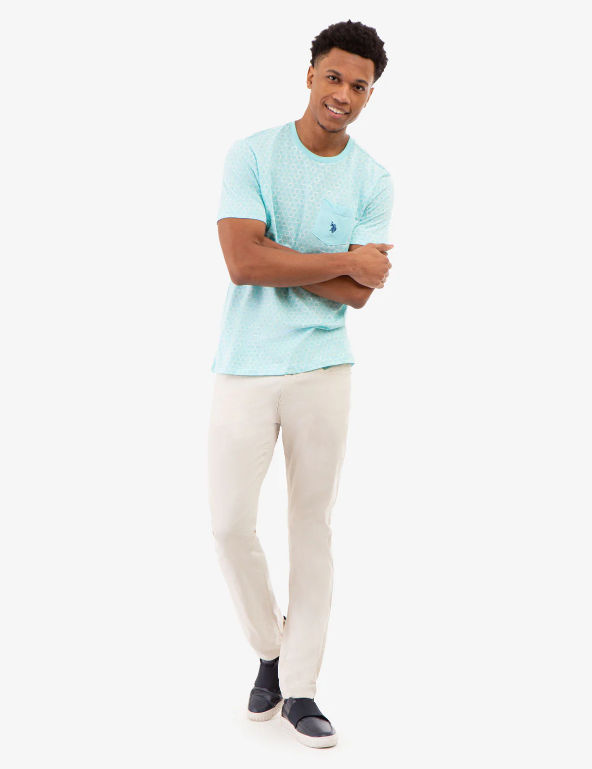 RING PRINT CREW NECK T-SHIRT WITH POCKET - Image 3