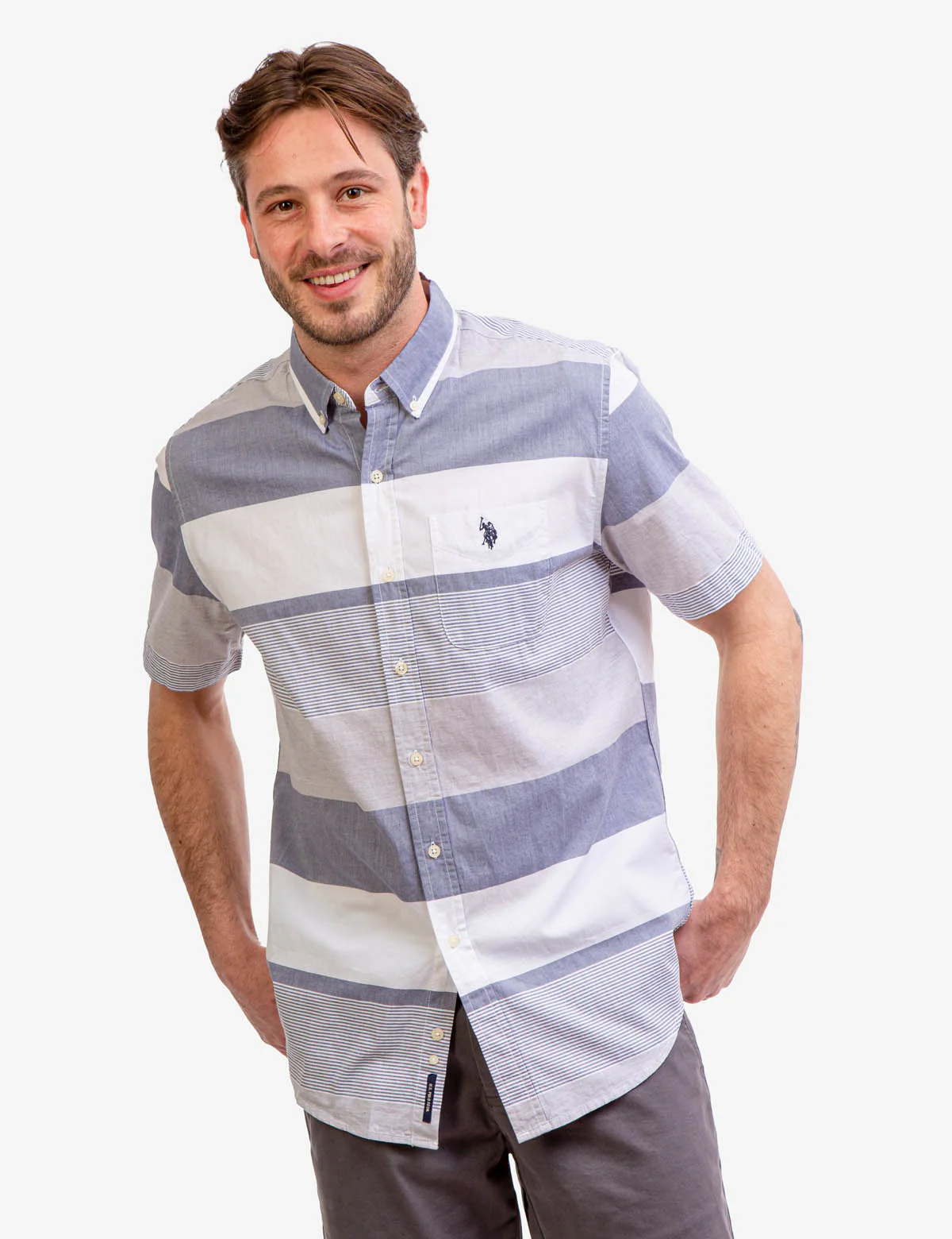 ROYAL WEAVE SHORT SLEEVE STRIPE SHIRT