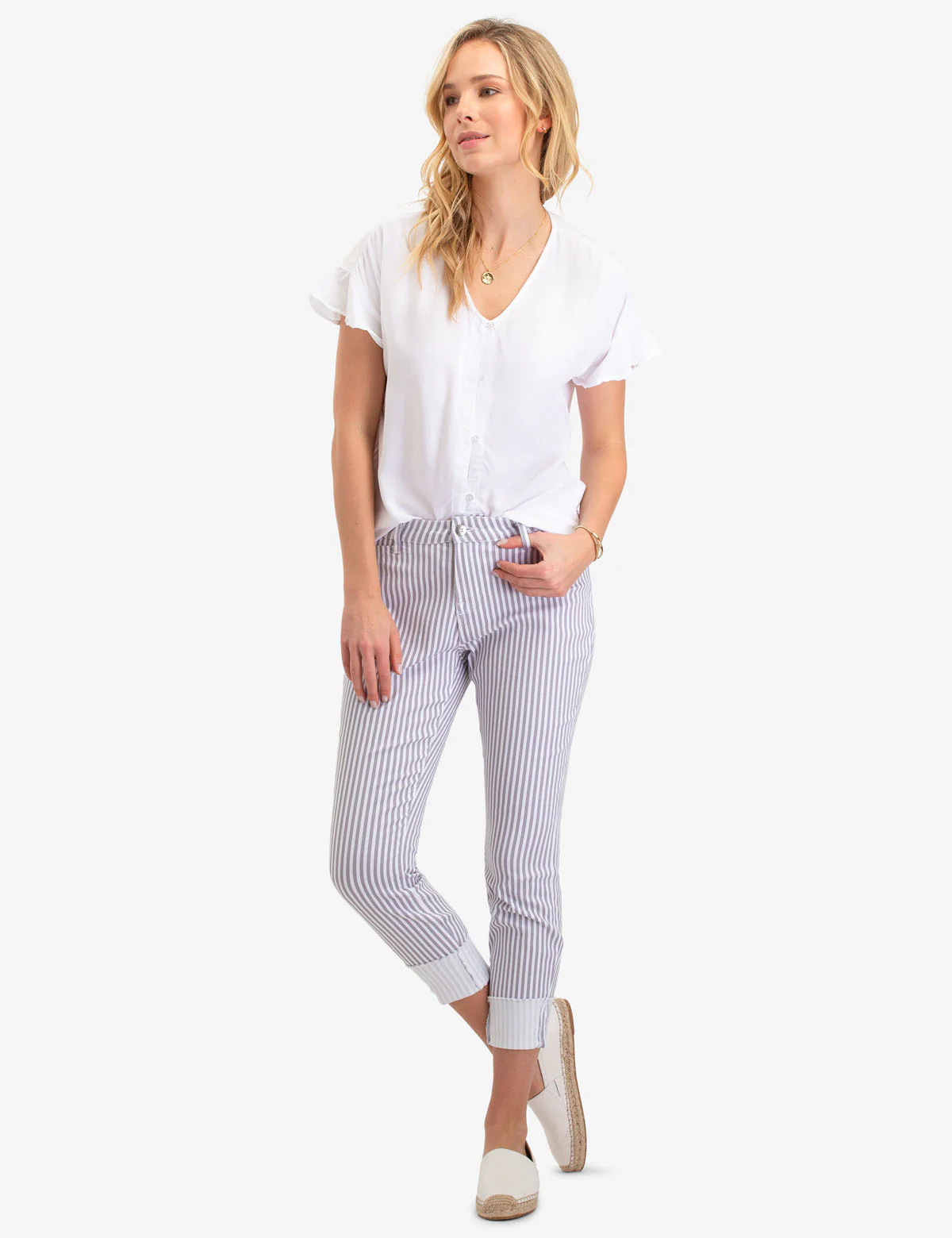 RUFFLE SLEEVE TIE FRONT TOP - Image 2
