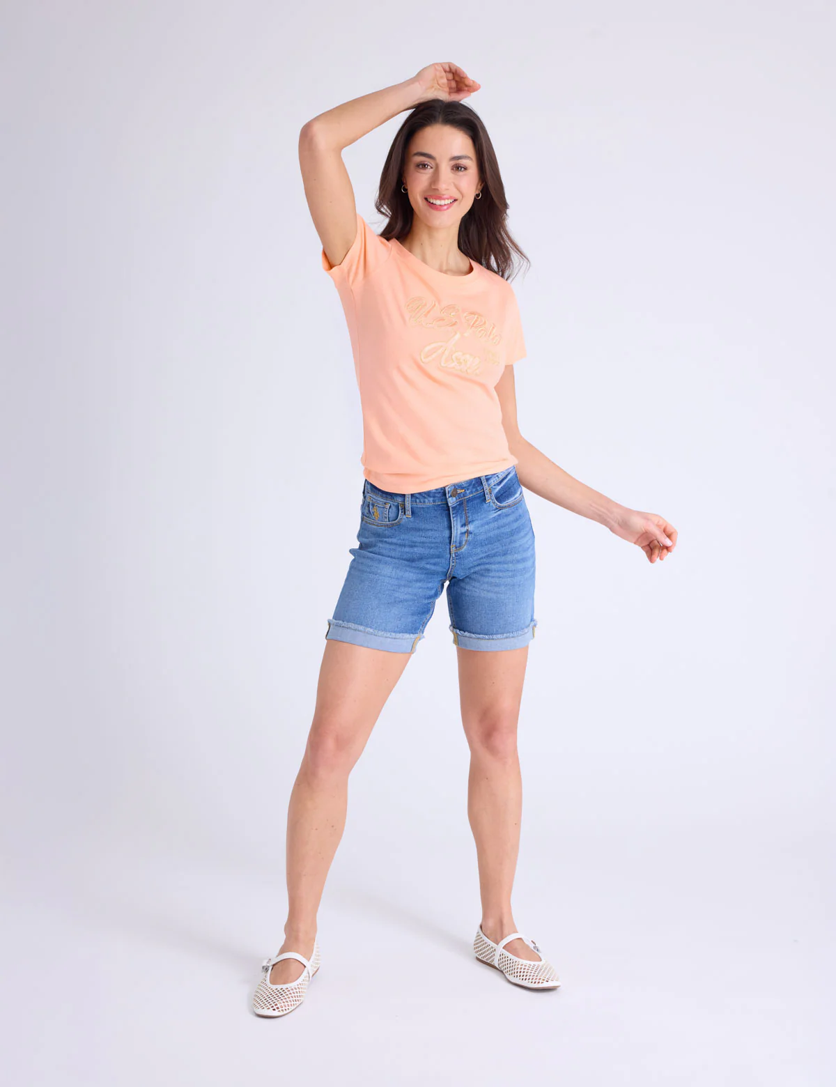 SATEEN LUREX SCRIPT SEMI SCOOP T-SHIRT - Image 5
