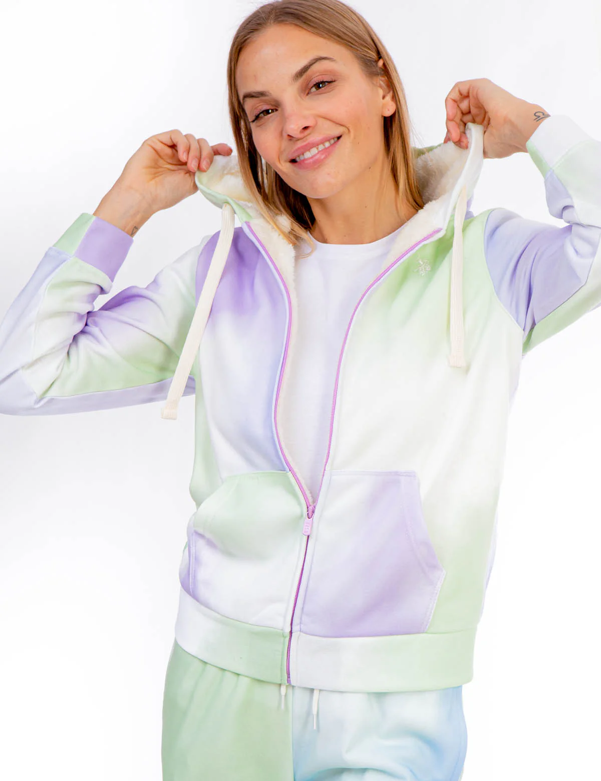 SHERPA LINED TIE DYE ZIP HOODIE - Image 12