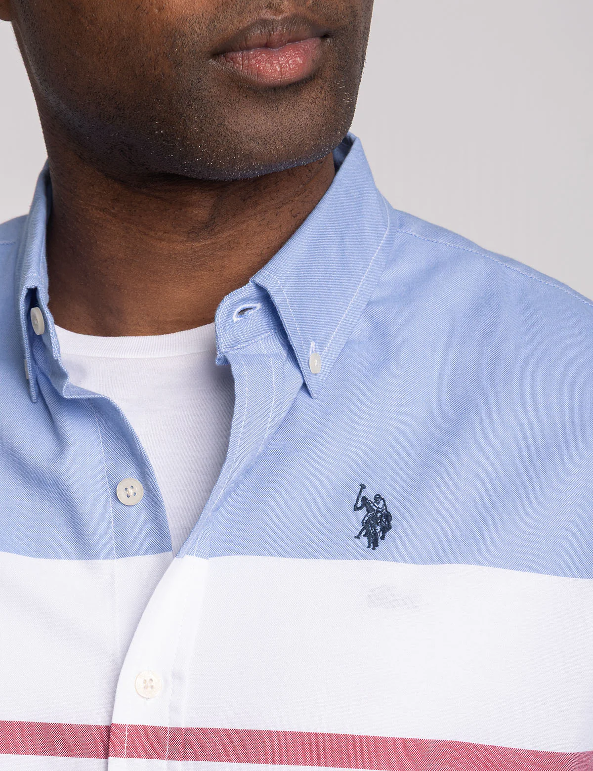 SHORT SLEEVE COLOR BLOCK CHEST STRIPE SHIRT - Image 4