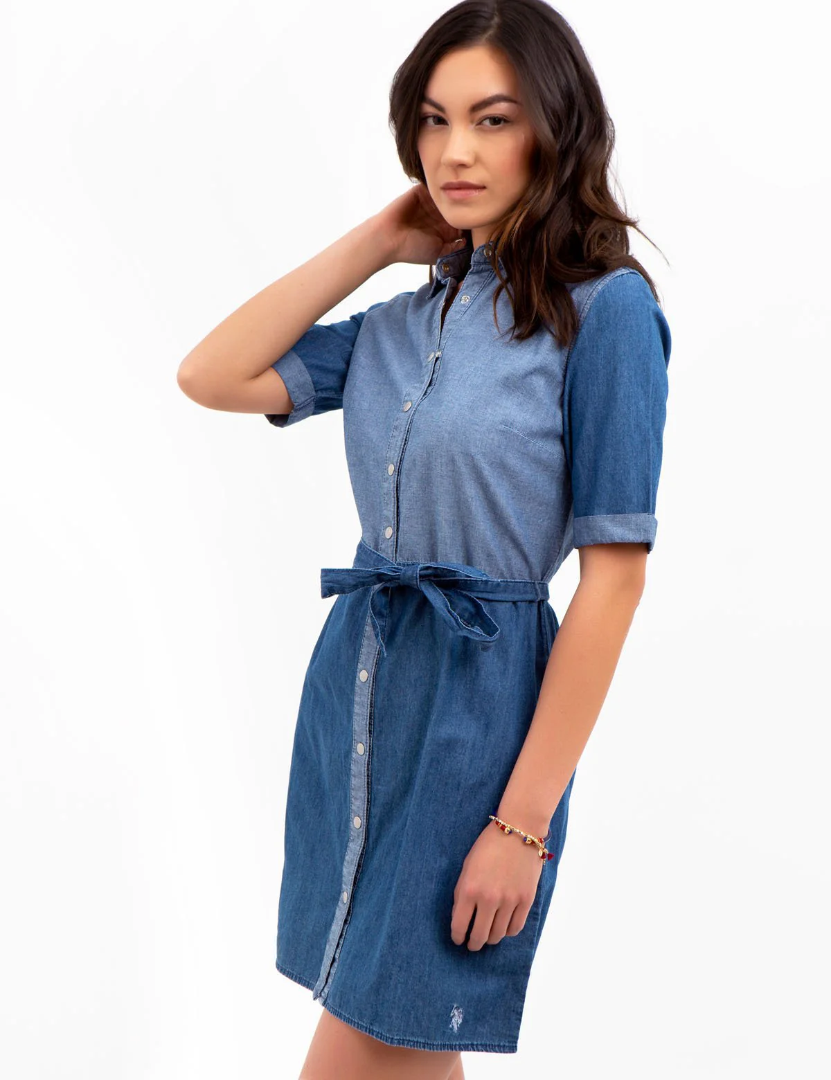 SHORT SLEEVE DENIM DRESS