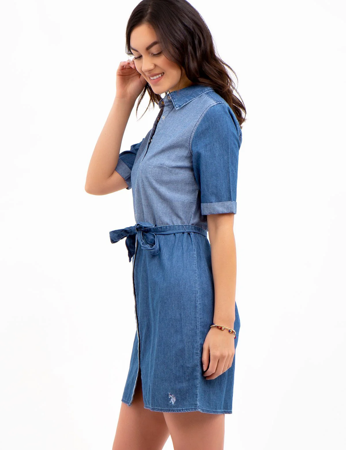 SHORT SLEEVE DENIM DRESS - Image 3