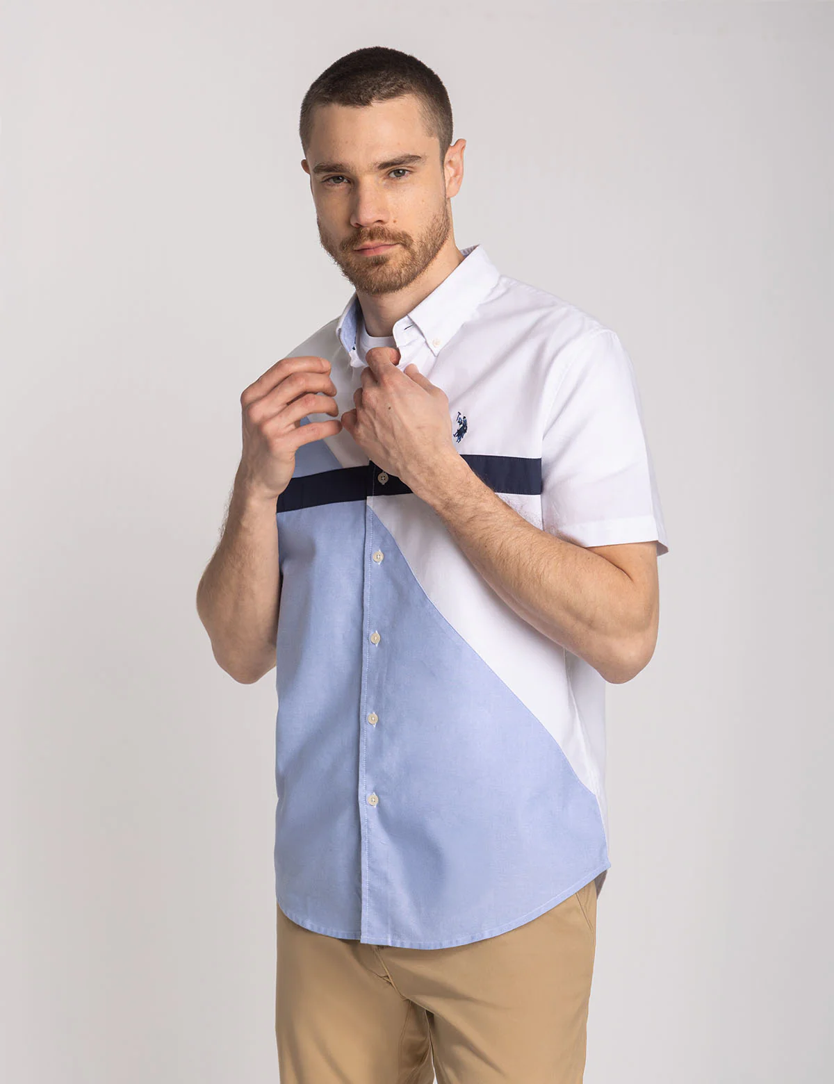SHORT SLEEVE DIAGONAL OXFORD SHIRT