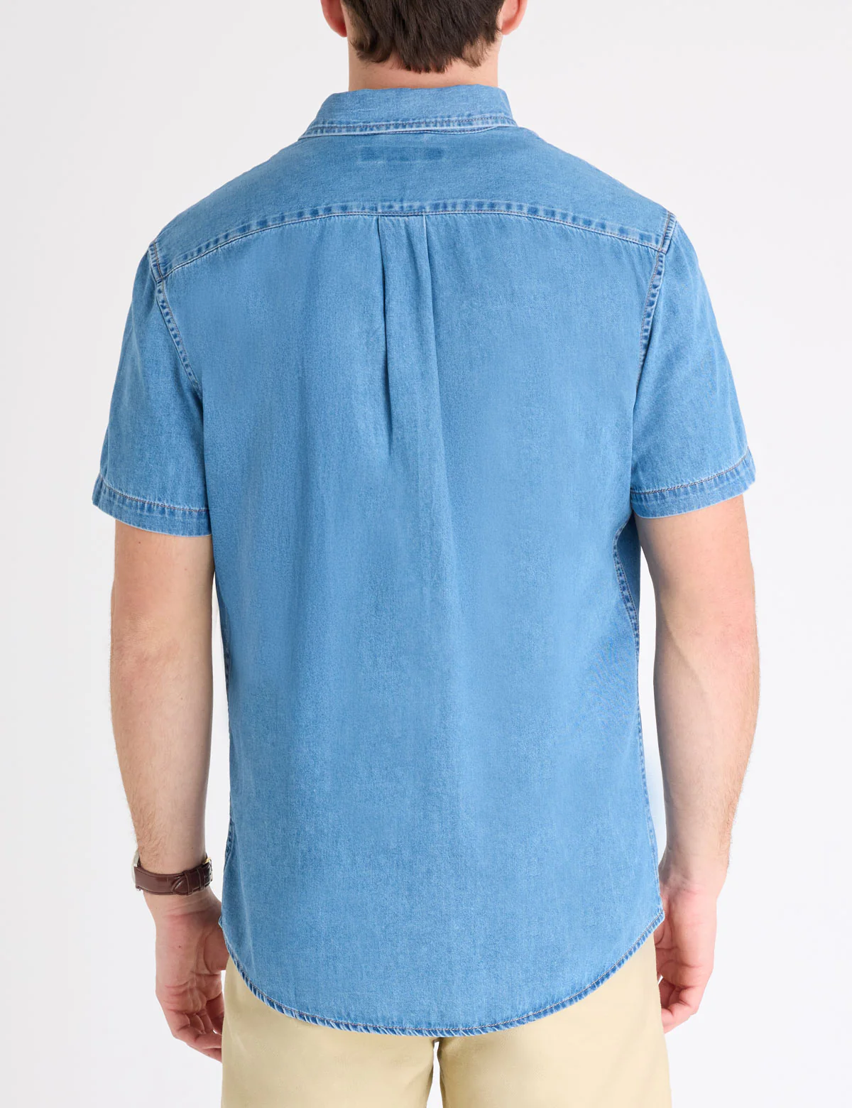 SHORT SLEEVE EMBROIDERED DENIM SHIRT - Image 4