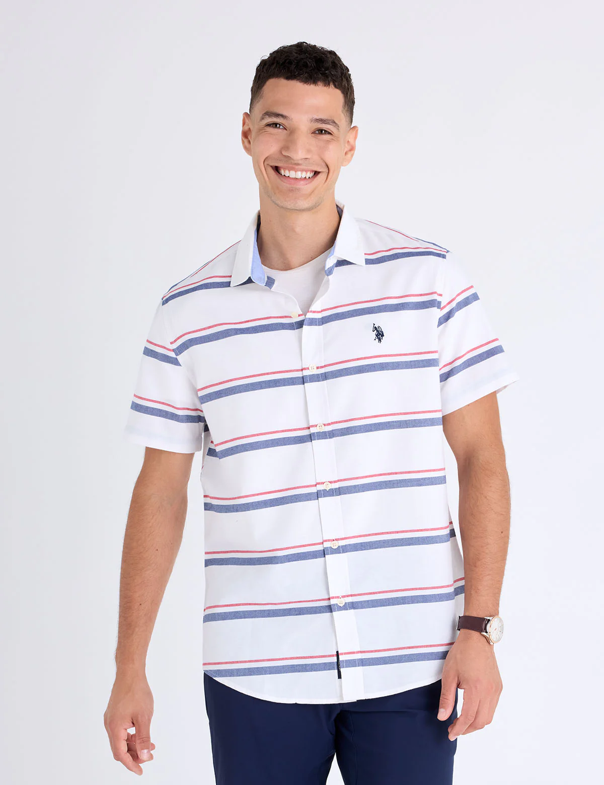 SHORT SLEEVE ENGINEERED STRIPE OXFORD SHIRT - Image 3